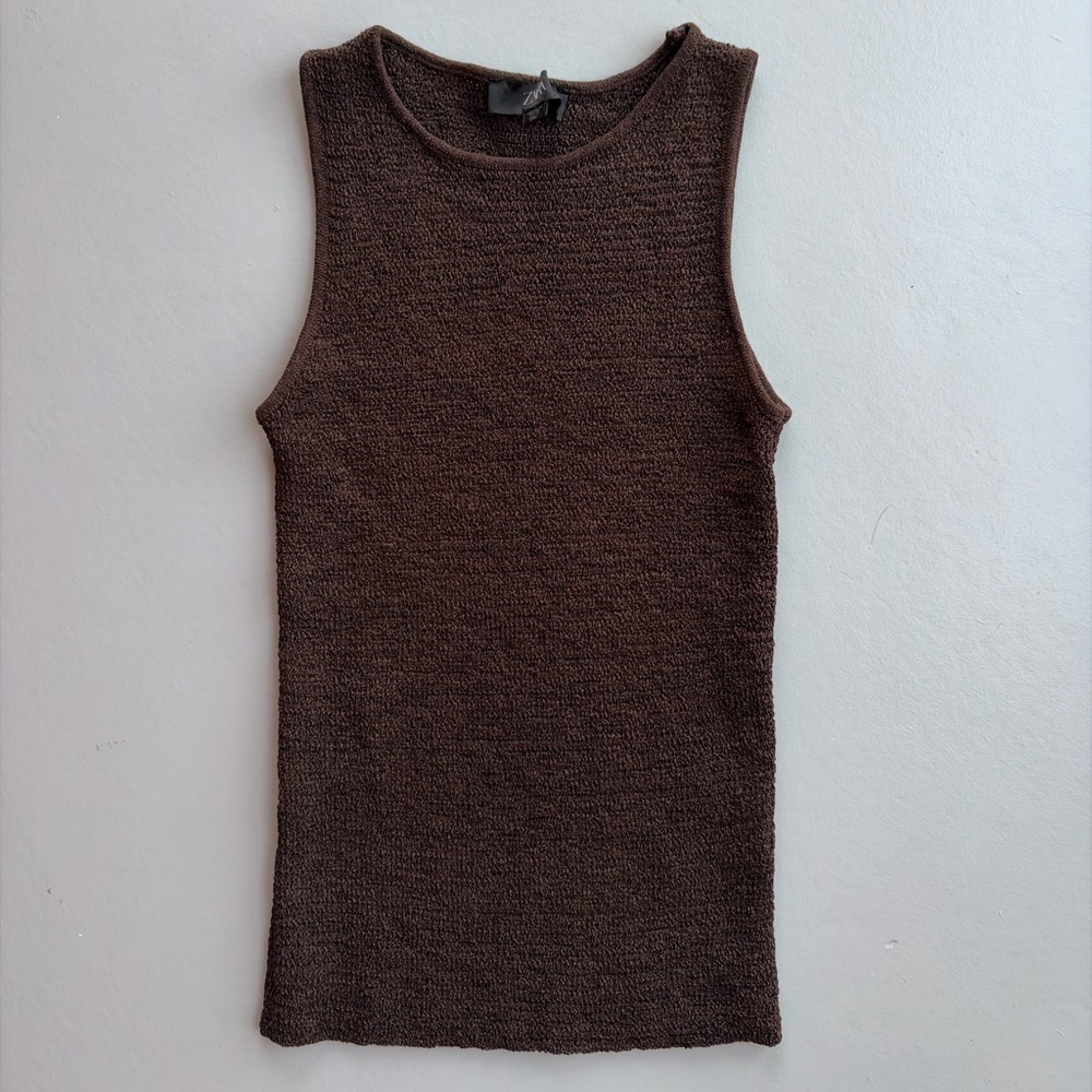Women’s Zara Sleeveless Knit Sweater Tank - Brown (NWOT)